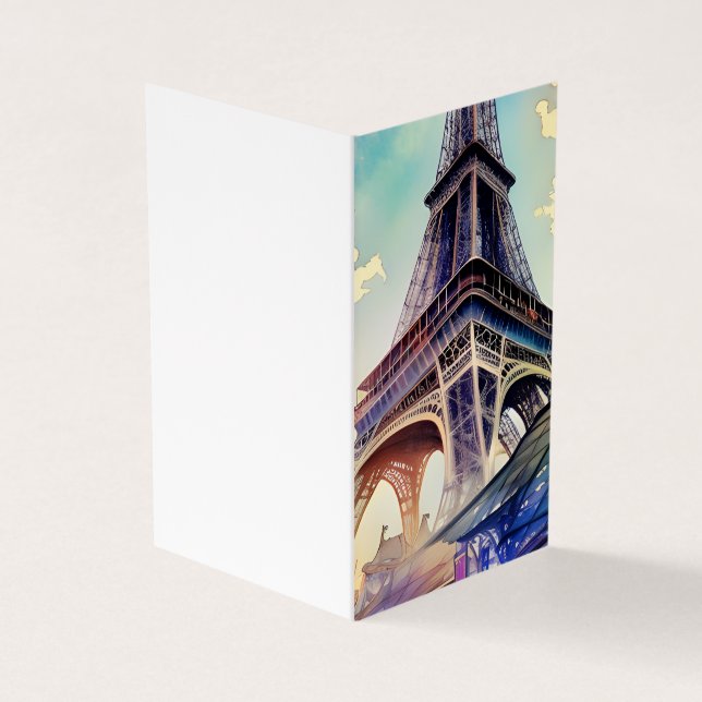 Watercolor Paris Effel Tower Business Card (Outside)