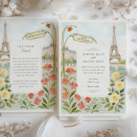 Watercolor Paris Eiffel Tower Wedding