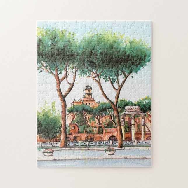 Watercolor Park Illustration Jigsaw Puzzle (Vertical)