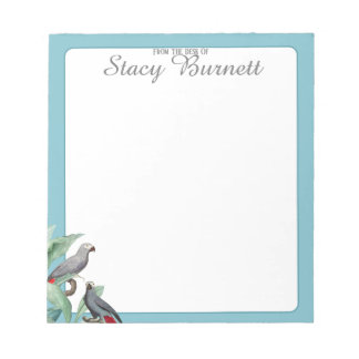 Watercolor Parrot Blue Personalised From The Desk Notepad