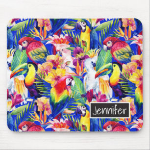 Watercolor Parrots Add Your Name Mouse Pad