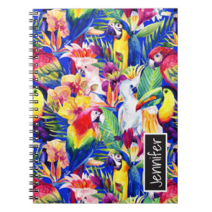 Watercolor Parrots   Add Your Name Notebook
