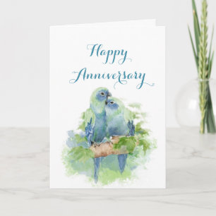 Watercolor Parrots Christian Anniversary Love Card