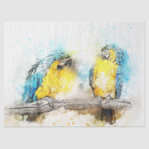 Watercolor Parrots Decoupage Wall Art Tissue Paper