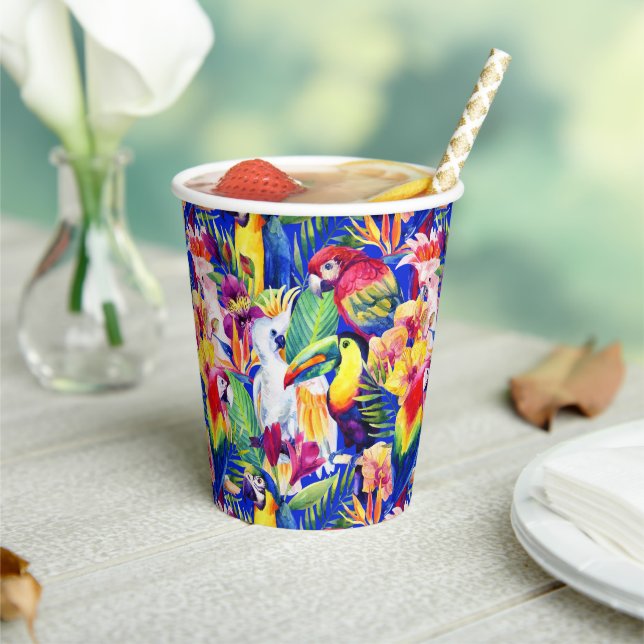 Watercolor Parrots Paper Cups (Insitu)