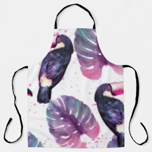Watercolor Parrots: Tropical Ultra-Violet Chic. Apron
