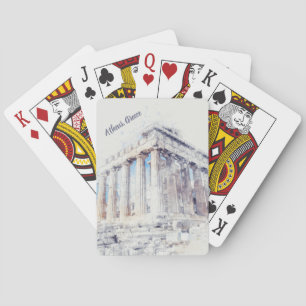 Watercolor Parthenon Poker Cards – Artistic Athens