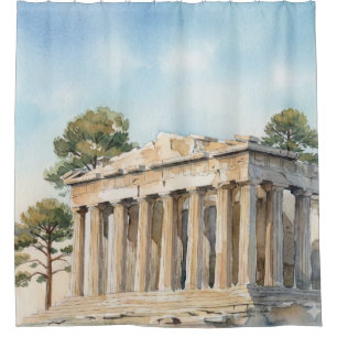 Watercolor Parthenon Shower Curtain