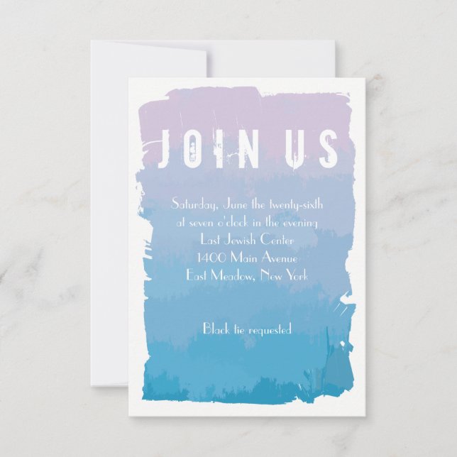 WATERCOLOR PASSION Bat Mitzvah Invitation (Front)