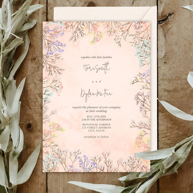 Watercolor Pastel Baby's Breath Wedding Invitation (Creator Uploaded)