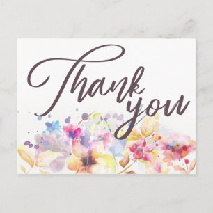 Watercolor Pastel Beautiful Floral   Thank You Postcard