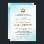 Watercolor Pastel Blue Gold Bar Mitzvah Invitation<br><div class="desc">Watercolor Pastel Blue Gold Bar Mitzvah Invitation</div>