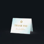 Watercolor Pastel Blue Gold Bar Mitzvah Thank You Card<br><div class="desc">Watercolor Pastel Blue Gold Bar Mitzvah Thank You Card</div>