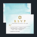 Watercolor Pastel Blue Gold Bat Mitzvah RSVP Card<br><div class="desc">Watercolor Pastel Blue Gold Bat Mitzvah RSVP Card</div>