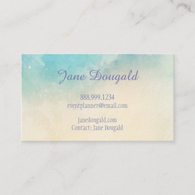 Watercolor Pastel Blues Pink  Custom Business Card (Front)