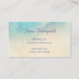 Watercolor Pastel Blues Pink  Custom Business Card