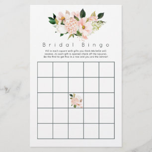 Watercolor Pastel Blush Pink Floral Bridal Bingo