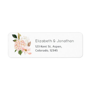 Watercolor Pastel Blush Pink Floral Wedding Return Address Label