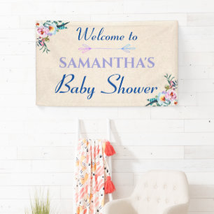 Watercolor Pastel Boho Floral Baby Shower Welcome Banner
