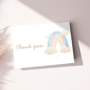 Watercolor Pastel Boho Rainbow Baby Shower Thank You Card