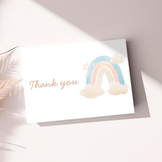 Watercolor Pastel Boho Rainbow Baby Shower Thank You Card (Creator Uploaded)