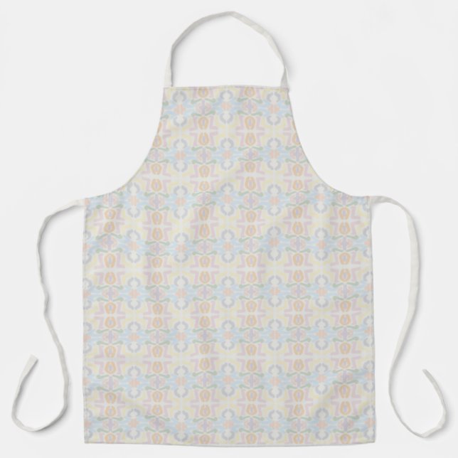Watercolor Pastel Brushstrokes On Cloud White Apron (Front)
