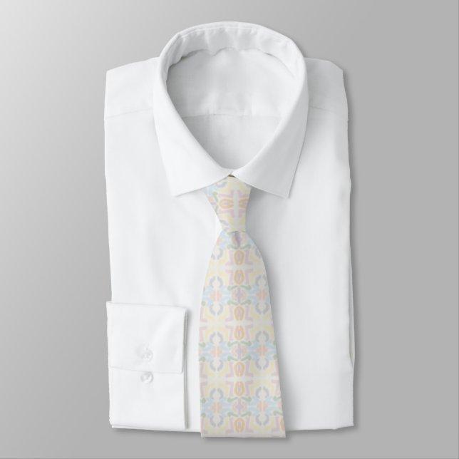 Watercolor Pastel Brushstrokes On Cloud White      Tie (Tied)