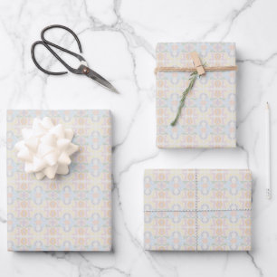 Watercolor Pastel Brushstrokes On Cloud White Wrapping Paper Sheet