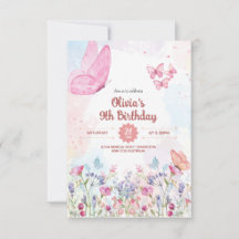 Watercolor Pastel Butterfly Invitation (3.5"x5")