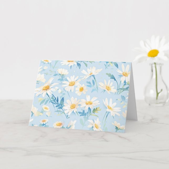 Watercolor Pastel Daisies Card (Small Plant)