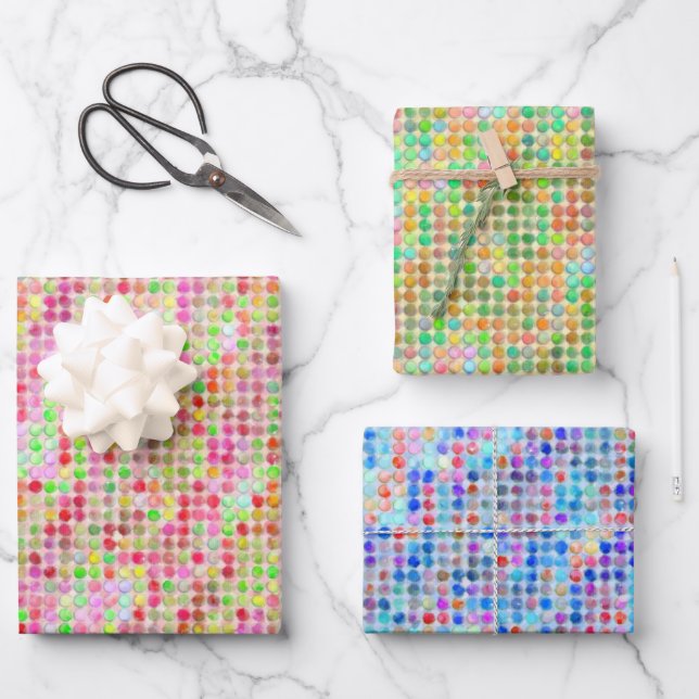 Watercolor Pastel Dots Wrapping Paper Sheet (Front)