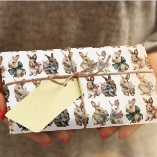 Watercolor Pastel Easter Bunnies Wrapping Paper