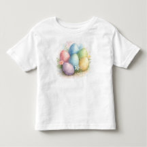 Watercolor Pastel Easter Eggs with Flowers