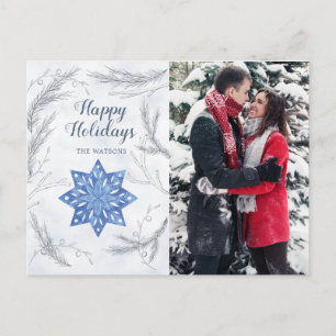 Watercolor pastel elegant holiday photo postcard