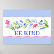 Watercolor Pastel Floral BE KIND