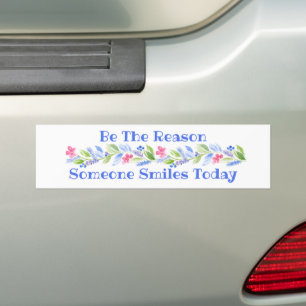 Watercolor Pastel Floral BE THE REASON SMILE Bumper Sticker
