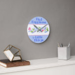 Watercolor Pastel Floral HAPPINESS LITTLE THINGS Round Clock<br><div class="desc">Hand Painted Watercolor Floral featuring flowers and buds painted with pretty pinks,  blues and soft green leaves. 
 I love painting flowers. I hope you enjoy them!</div>