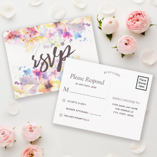 Watercolor Pastel Floral   RSVP Invitation Postcard