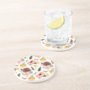 Watercolor Pastel Floral Seamless Pattern   Soft Coaster
