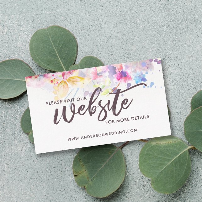 Watercolor Pastel Floral Wedding Website Enclosure Card (Creator Uploaded)