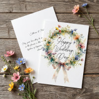 Watercolor Pastel Floral Wreath Wedding Congrats