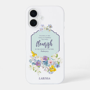 Watercolor Pastel Florals Bible Verse Personalised iPhone 16 Case