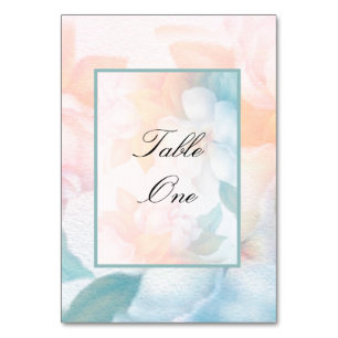 Watercolor Pastel  Flowers Table Number