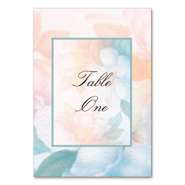 Watercolor Pastel  Flowers Table Number (Front)