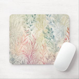 Watercolor Pastel Foliage Leaves Mouse Pad