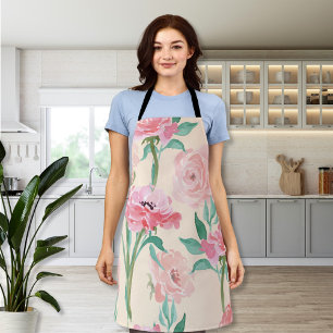 Watercolor Pastel Garden Flowers Apron