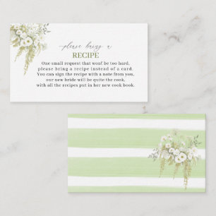 Watercolor pastel green flower Recipe card brida