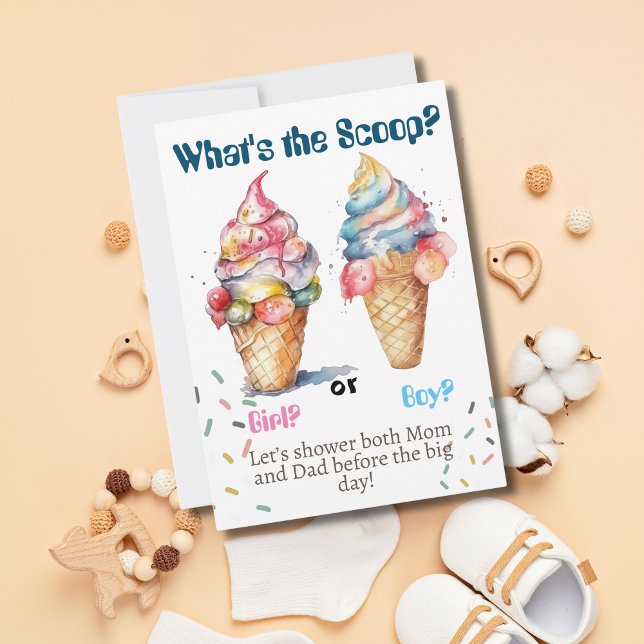 Watercolor Pastel Ice Cream Gender Reveal  Invitation (Creator Uploaded)
