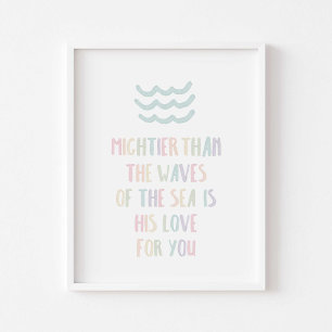 Watercolor pastel Mightier than waves poster