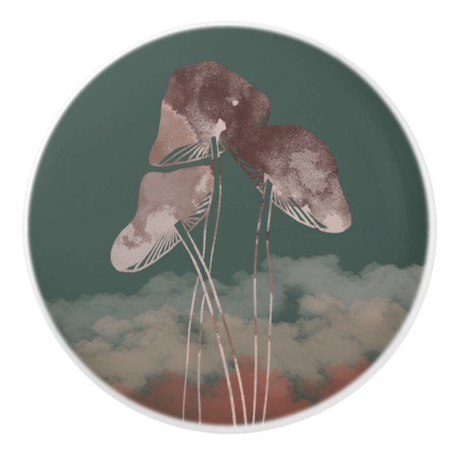 Watercolor Pastel Mushroom   Ceramic Knob (Front)